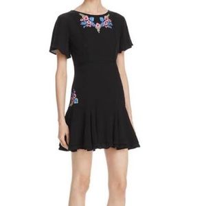 Black Dress with Floral Embroidery - Worn Once